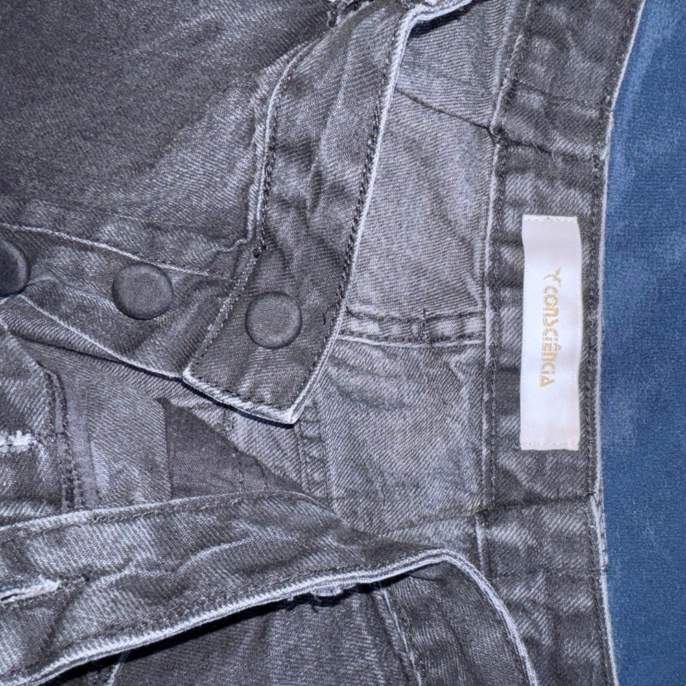 Women's Distressed Gray Boyfriend Jeans - Picture 2 of 6